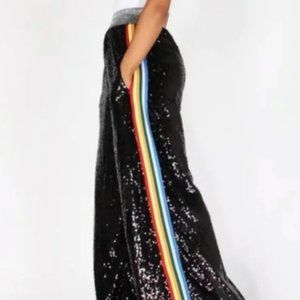 Rainbow Highrise Wide Leg All Sequin Track Pants  Plus Size